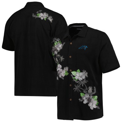 Рубашка с коротким рукавом Carolina Panthers Tommy Bahama Sport Azule Oasis Camp - Black