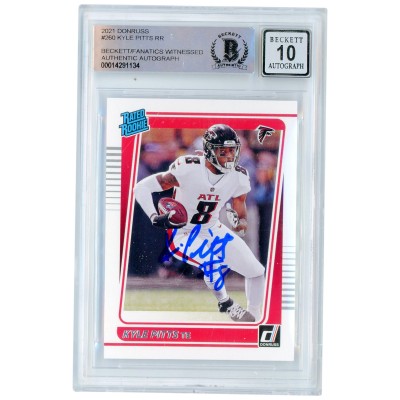 Autographed Atlanta Falcons Kyle Pitts 2021 Donruss Rated Rookies #260 Beckett Fanatics Witnessed Authenticated 10 Rookie Card