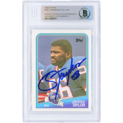 Autographed New York Giants Lawrence Taylor 1988 Topps #285 Beckett Fanatics Witnessed Authenticated Card