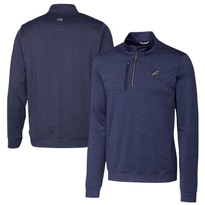 Miami Dolphins Cutter & Buck Heathered Navy Stealth Quarter-Zip Pullover Top
