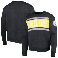 Pittsburgh Steelers 47 Heathered Black Bypass Tribeca Pullover Sweatshirt