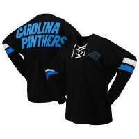 Футболка с длинным рукавом Carolina Panthers Womens Spirit Lace-Up V-Neck - Black