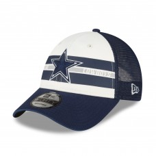 Бейсболка Dallas Cowboys New Era Team Stripe Trucker 9FORTY - Cream/Navy