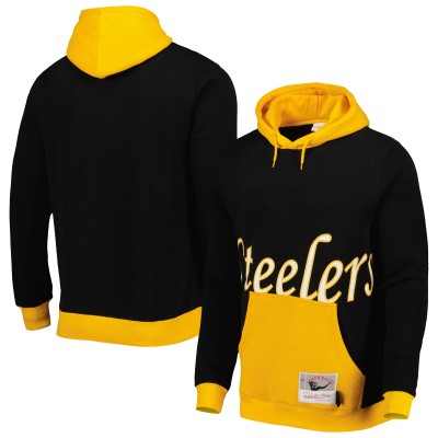 Pittsburgh Steelers Mitchell & Ness Black Big Face 5.0 Pullover Hoodie