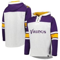 Minnesota Vikings 47 Heather Gray Gridiron Lace-Up Pullover Hoodie