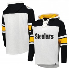 Pittsburgh Steelers 47 Heather Gray Gridiron Lace-Up Pullover Hoodie