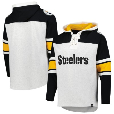 Pittsburgh Steelers 47 Heather Gray Gridiron Lace-Up Pullover Hoodie