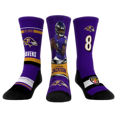 Носки 3 пары Unisex Baltimore Ravens Lamar Jackson Rock Em Socks Set