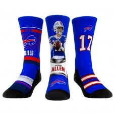 Подростковая Buffalo Bills Josh Allen Rock Em Socks 3-Pack Crew Socks Set Подростковая Buffalo Bills Josh Allen Rock Em Socks 3-Pack Crew Socks Set