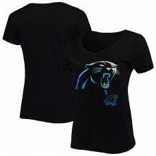Carolina Panthers New Era Womens Ink Dye Sideline V-Neck T-Shirt - Black