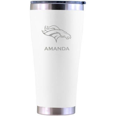 Denver Broncos Personalized 30oz. Laser Etched White Tumbler