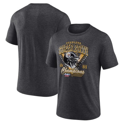 Футболка Pittsburgh Steelers Charcoal Hometown Old-Fashioned Super Bowl XIV Champions Tri-Blend