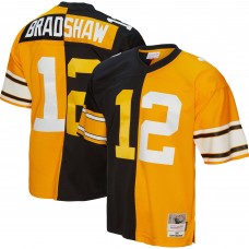 Игровая джерси Terry Bradshaw Pittsburgh Steelers Mitchell & Ness 1976 Split Legacy Replica - Black/Gold Игровая джерси Terry Bradshaw Pittsburgh Steelers Mitchell & Ness 1976 Split Legacy Replica - Black/Gold