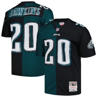 Игровая джерси Brian Dawkins Philadelphia Eagles Mitchell & Ness 2004 Split Legacy Replica - Midnight Green/Black