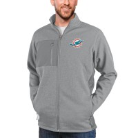 Miami Dolphins Antigua Heathered Gray Course Full-Zip Jacket