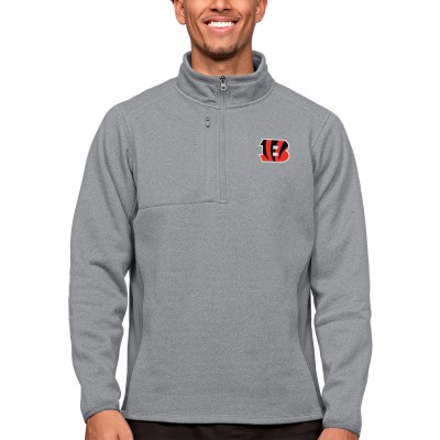 Кофта с длинным рукавом на короткой молнии Cincinnati Bengals Antigua Course- Heathered Gray