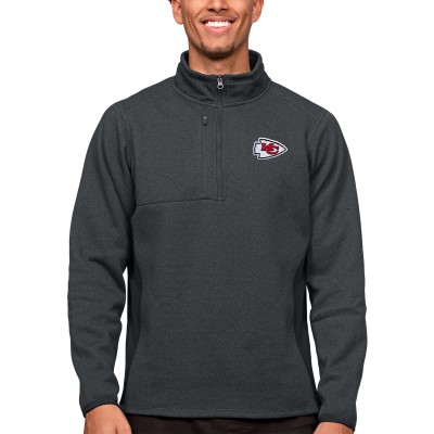 Кофта с длинным рукавом на короткой молнии Kansas City Chiefs Antigua Course- Heathered Charcoal