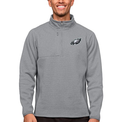 Кофта с длинным рукавом на короткой молнии Philadelphia Eagles Antigua Course- Heathered Gray