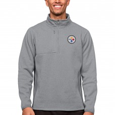 Pittsburgh Steelers Antigua Heathered Gray Course Quarter-Zip Pullover Top