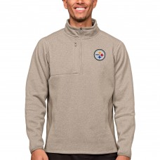 Pittsburgh Steelers Antigua Oatmeal Course Quarter-Zip Pullover Top