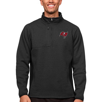 Кофта с длинным рукавом на короткой молнии Tampa Bay Buccaneers Antigua Course- Heathered Black