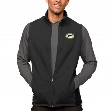 Green Bay Packers Antigua Course Full-Zip Vest - Heathered Black