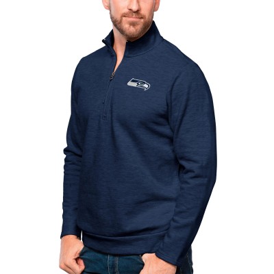 Кофта с длинным рукавом на короткой молнии Seattle Seahawks Antigua Gambit- Heathered Navy