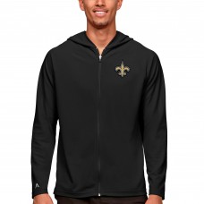 New Orleans Saints Antigua Logo Legacy Full-Zip Hoodie - Black