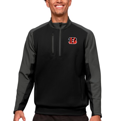 Кофта с длинным рукавом на короткой молнии Cincinnati Bengals Antigua Team- Black