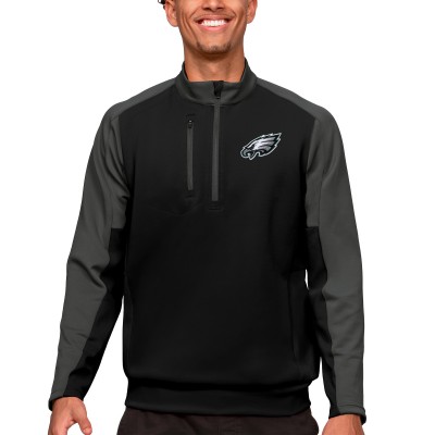 Кофта с длинным рукавом на короткой молнии Philadelphia Eagles Antigua Team- Black
