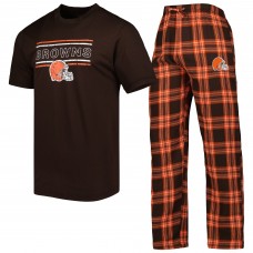 Пижама футболка и штаны Cleveland Browns Concepts Sport Badge - Brown/Orange