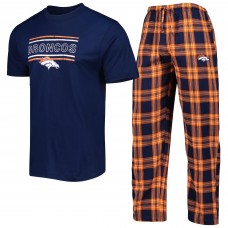 Denver Broncos Concepts Sport Badge Top & Pants Sleep Set - Navy/Orange
