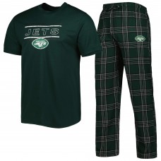 New York Jets Concepts Sport Badge Top & Pants Sleep Set - Green/Black