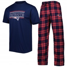 New England Patriots Concepts Sport Badge Top & Pants Sleep Set - Navy/Red