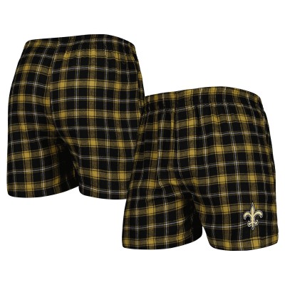 New Orleans Saints Concepts Sport Black/Gold Ledger Flannel Boxers