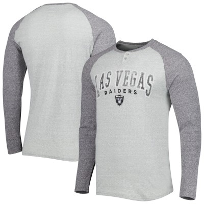 Футболка Las Vegas Raiders Concepts Sport Ledger Raglan Long Sleeve Henley - Heather Gray