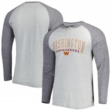 Washington Commanders Concepts Sport Ledger Raglan Long Sleeve Henley T-Shirt - Heather Gray