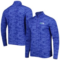 Seattle Seahawks Antigua Royal Brigade Throwback Quarter-Zip Top