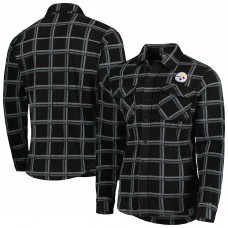 Рубашка с коротким рукавом Pittsburgh Steelers Antigua Black Industry Flannel Jacket