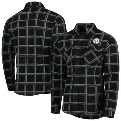 Рубашка с коротким рукавом Pittsburgh Steelers Antigua Black Industry Flannel Jacket