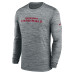 Футболка с длинным рукавом Arizona Cardinals Nike Heather Gray Sideline Team Velocity Performance