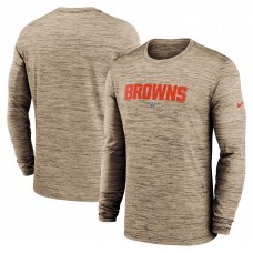 Футболка с длинным рукавом Cleveland Browns Nike Brown Sideline Team Velocity Performance