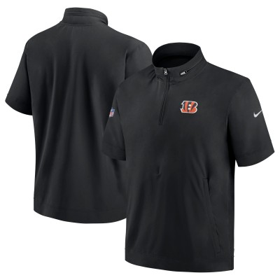 Футболка с капюшоном на короткой молнии Cincinnati Bengals Nike Sideline Coach - Black