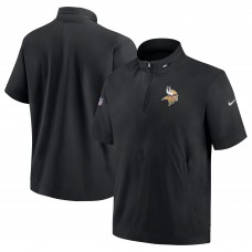 Футболка на короткой молнии с капюшоном Minnesota Vikings Nike Sideline Coach - Black