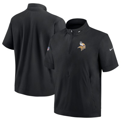 Футболка на короткой молнии с капюшоном Minnesota Vikings Nike Sideline Coach - Black