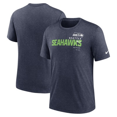 Seattle Seahawks Nike Heather Navy Team Tri-Blend T-Shirt