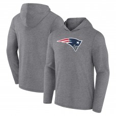 New England Patriots Primary Logo Long Sleeve Hoodie T-Shirt - Heather Gray