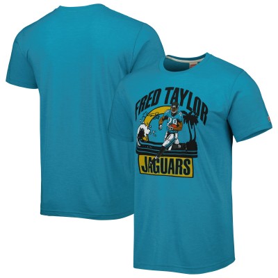 Jacksonville Jaguars Fred Taylor Homage Heathered Teal Caricature Retired Player Tri-Blend T-Shirt