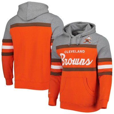 Толстовка Cleveland Browns Mitchell & Ness Head Coach - Orange/Heathered Gray