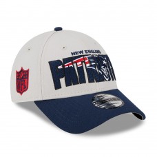 New England Patriots New Era 2023 NFL Draft 9FORTY Adjustable Hat - Stone/Navy